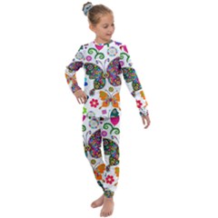 Butterflies, Abstract, Colorful, Floral, Flowers Kids  Long Sleeve Set 