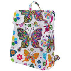 Butterflies, Abstract, Colorful, Floral, Flowers Flap Top Backpack by kyorashop23