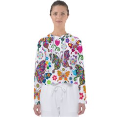 Butterflies, Abstract, Colorful, Floral, Flowers Women s Slouchy Sweat