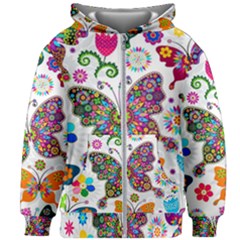 Butterflies, Abstract, Colorful, Floral, Flowers Kids  Zipper Hoodie Without Drawstring