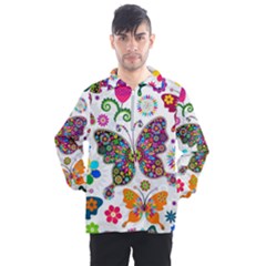 Butterflies, Abstract, Colorful, Floral, Flowers Men s Half Zip Pullover