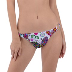 Butterflies, Abstract, Colorful, Floral, Flowers Ring Detail Bikini Bottoms by kyorashop23