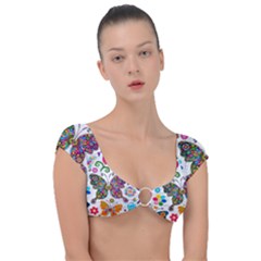 Butterflies, Abstract, Colorful, Floral, Flowers Cap Sleeve Ring Bikini Top by kyorashop23