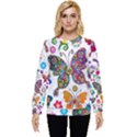 Butterflies, Abstract, Colorful, Floral, Flowers Hidden Pocket Sweatshirt View1