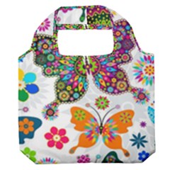 Butterflies, Abstract, Colorful, Floral, Flowers Premium Foldable Grocery Recycle Bag by kyorashop23