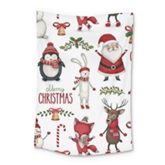 Christmas Characters Pattern, Xmas Backgrounds Small Tapestry