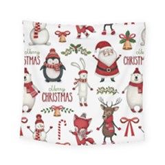 Christmas Characters Pattern, Xmas Backgrounds Square Tapestry (small)