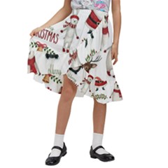 Christmas Characters Pattern, Xmas Backgrounds Kids  Ruffle Flared Wrap Midi Skirt by kyorashop23