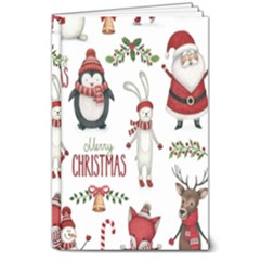 Christmas Characters Pattern, Xmas Backgrounds 8  X 10  Hardcover Notebook by kyorashop23