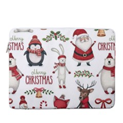 Christmas Characters Pattern, Xmas Backgrounds 15  Vertical Laptop Sleeve Case With Pocket by kyorashop23