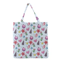 Christmas Decorations Pattern, Xmas Backgrounds Grocery Tote Bag by kyorashop23