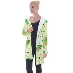 Christmas Pattern Background Seamless Longline Hooded Cardigan