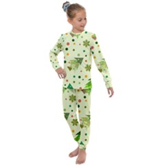 Christmas Pattern Background Seamless Kids  Long Sleeve Set 