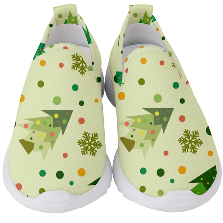 Christmas Pattern Background Seamless Kids  Slip On Sneakers