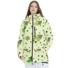 Christmas Pattern Background Seamless Women s Multi Pockets Zip Ski And Snowboard Waterproof Breathable Jacket