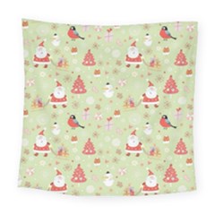 Christmas Pattern, Christmas Tree, Santa Square Tapestry (large)