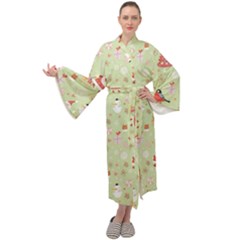 Christmas Pattern, Christmas Tree, Santa Maxi Velvet Kimono by kyorashop23