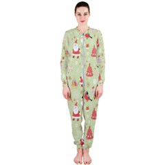 Christmas Pattern, Christmas Tree, Santa Onepiece Jumpsuit (ladies)