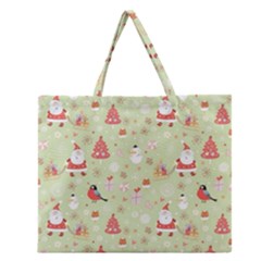 Christmas Pattern, Christmas Tree, Santa Zipper Large Tote Bag by kyorashop23