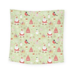 Christmas Pattern, Christmas Tree, Santa Square Tapestry (small)