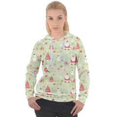 Christmas Pattern, Christmas Tree, Santa Women s Overhead Hoodie