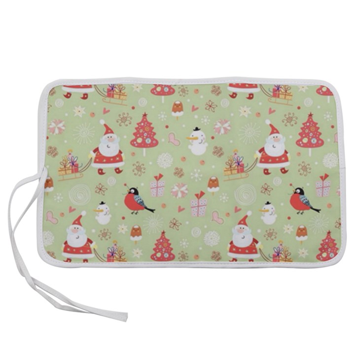 Christmas Pattern, Christmas Tree, Santa Pen Storage Case (L)