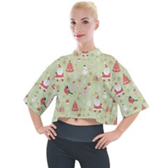 Christmas Pattern, Christmas Tree, Santa Mock Neck T-shirt