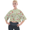 Christmas Pattern, Christmas Tree, Santa Mock Neck T-Shirt View1