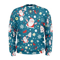 Christmas Pattern, Pattern, Christmas, Santa, Blue Men s Sweatshirt