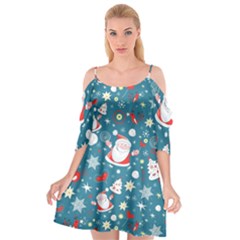 Christmas Pattern, Pattern, Christmas, Santa, Blue Cutout Spaghetti Strap Chiffon Dress