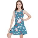 Christmas Pattern, Pattern, Christmas, Santa, Blue Kids  Lightweight Sleeveless Dress View1