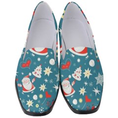 Christmas Pattern, Pattern, Christmas, Santa, Blue Women s Classic Loafer Heels by kyorashop23