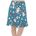 Christmas Pattern, Pattern, Christmas, Santa, Blue Fishtail Chiffon Skirt View1