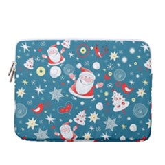 Christmas Pattern, Pattern, Christmas, Santa, Blue 14  Vertical Laptop Sleeve Case With Pocket by kyorashop23