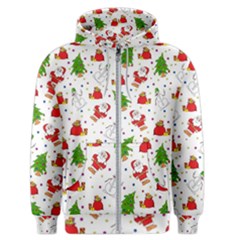 Christmas Pattern, Pattern, Christmas, Trees, Santa Men s Zipper Hoodie