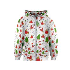 Christmas Pattern, Pattern, Christmas, Trees, Santa Kids  Zipper Hoodie