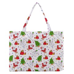 Christmas Pattern, Pattern, Christmas, Trees, Santa Zipper Medium Tote Bag