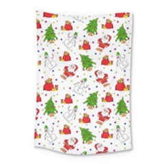 Christmas Pattern, Pattern, Christmas, Trees, Santa Small Tapestry