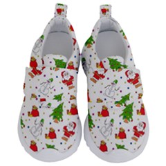 Christmas Pattern, Pattern, Christmas, Trees, Santa Kids  Velcro No Lace Shoes