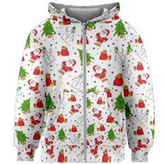 Christmas Pattern, Pattern, Christmas, Trees, Santa Kids  Zipper Hoodie Without Drawstring