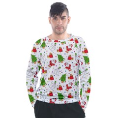 Christmas Pattern, Pattern, Christmas, Trees, Santa Men s Long Sleeve Raglan T-shirt