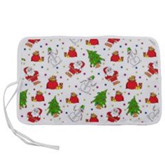 Christmas Pattern, Pattern, Christmas, Trees, Santa Pen Storage Case (l) by kyorashop23