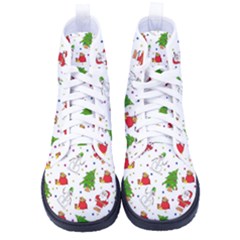 Christmas Pattern, Pattern, Christmas, Trees, Santa Kid s High-top Canvas Sneakers by kyorashop23