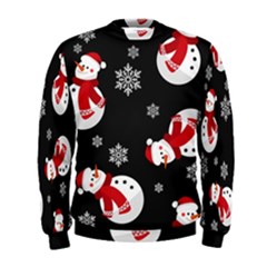 Christmas Texture, Retro Background With Snowmen Men s Sweatshirt