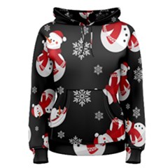 Christmas Texture, Retro Background With Snowmen Women s Pullover Hoodie