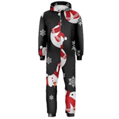 Christmas Texture, Retro Background With Snowmen Hooded Jumpsuit (men)