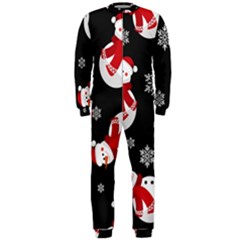 Christmas Texture, Retro Background With Snowmen Onepiece Jumpsuit (men)