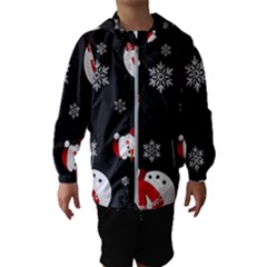 Christmas Texture, Retro Background With Snowmen Kids  Hooded Windbreaker