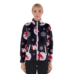 Christmas Texture, Retro Background With Snowmen Women s Bomber Jacket