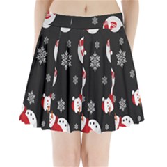 Christmas Texture, Retro Background With Snowmen Pleated Mini Skirt by kyorashop23